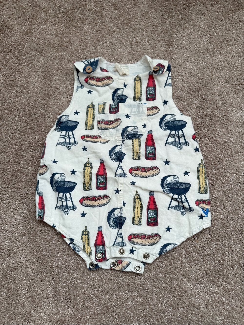 Blue Rooster Baby Cream Multi BBQ Print Romper Size 3/6 Months